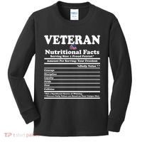 Veteran Nutritional Facts Proud Patriot Kids Long Sleeve Shirt thumb 0