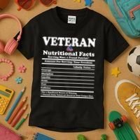 Veteran Nutritional Facts Proud Patriot Kids T-Shirt thumb 3