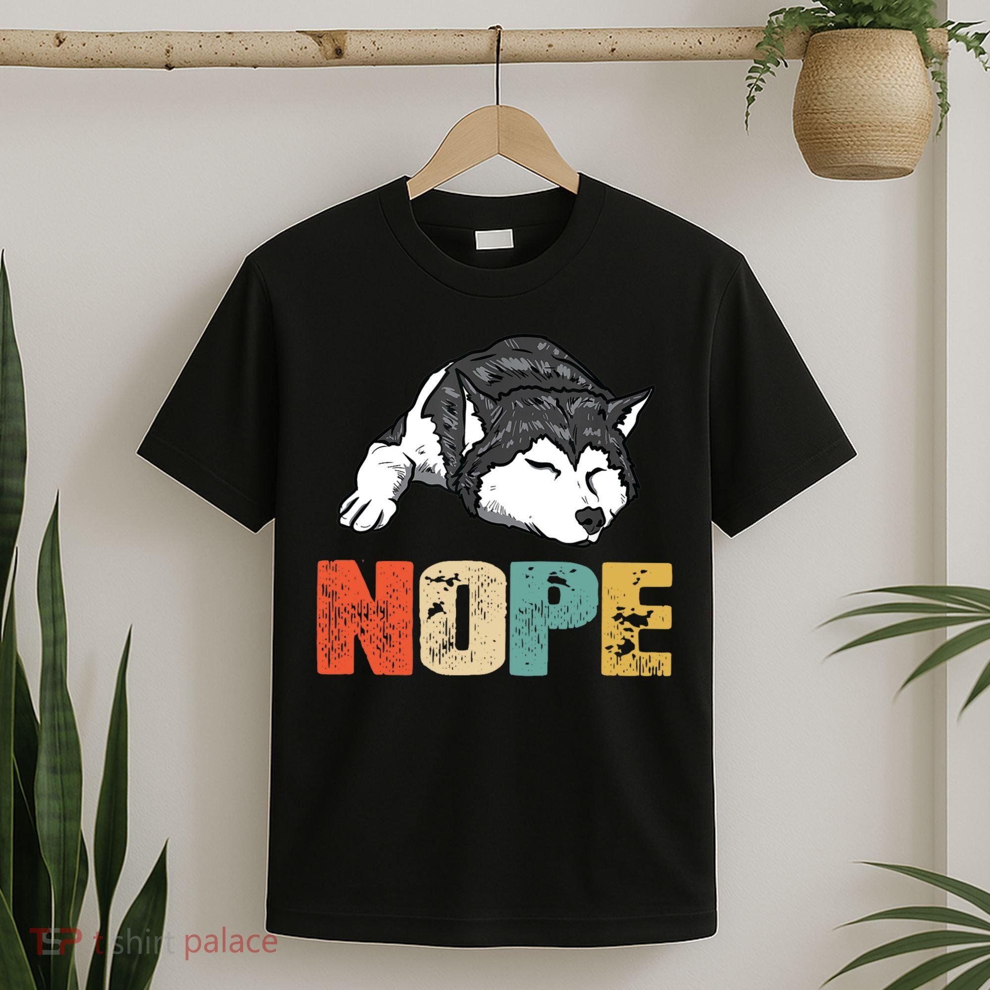 Vintage Nope Funny Siberian Husky Dog Lover TShirt T-Shirt