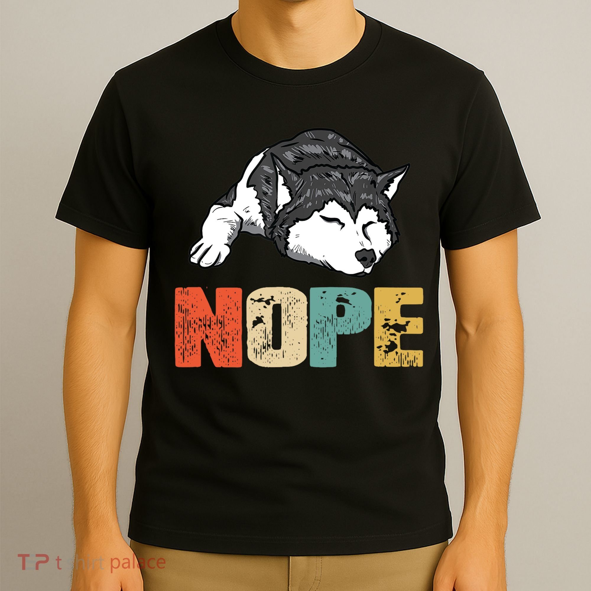 Vintage Nope Funny Siberian Husky Dog Lover TShirt T-Shirt