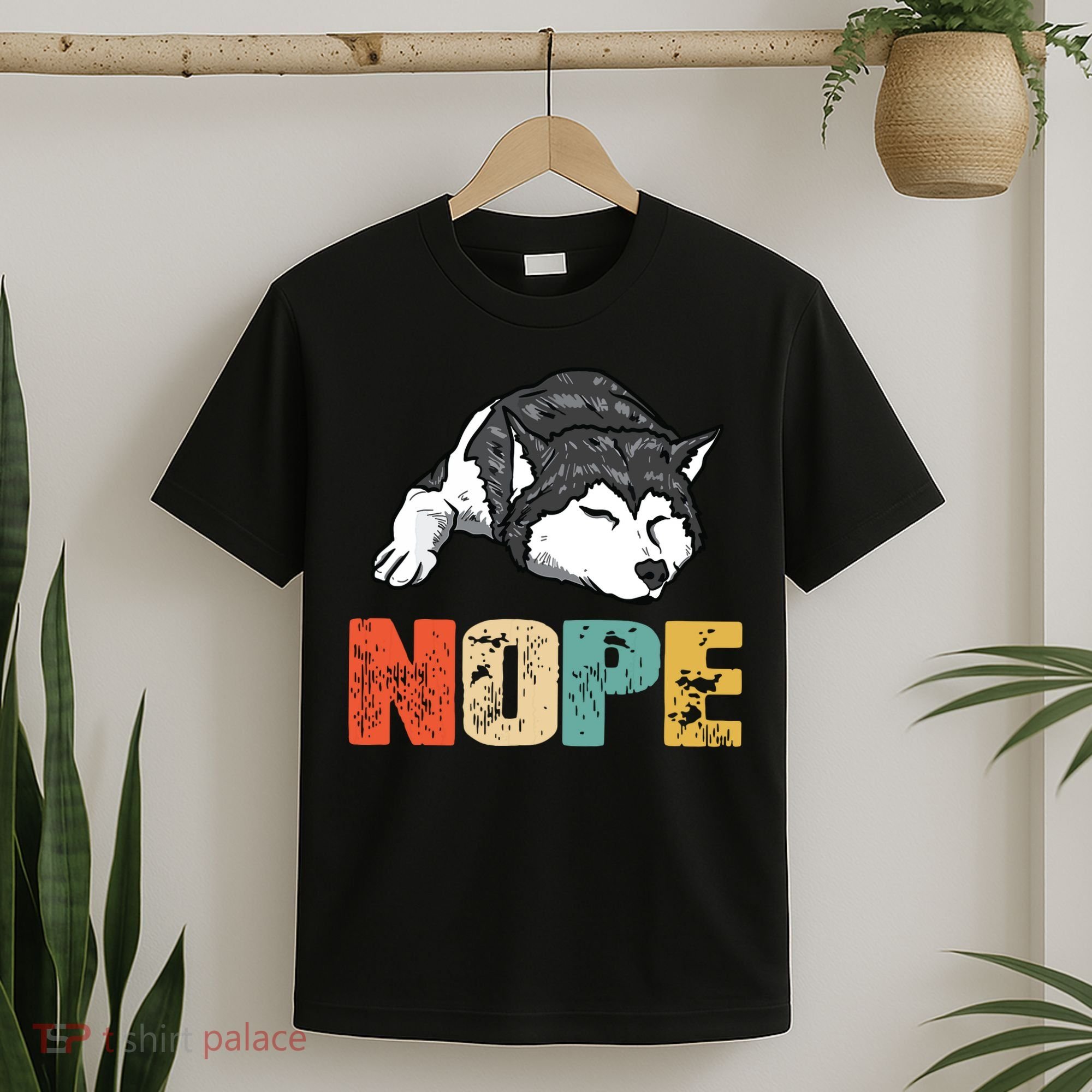 Vintage Nope Funny Siberian Husky Dog Lover T-Shirt