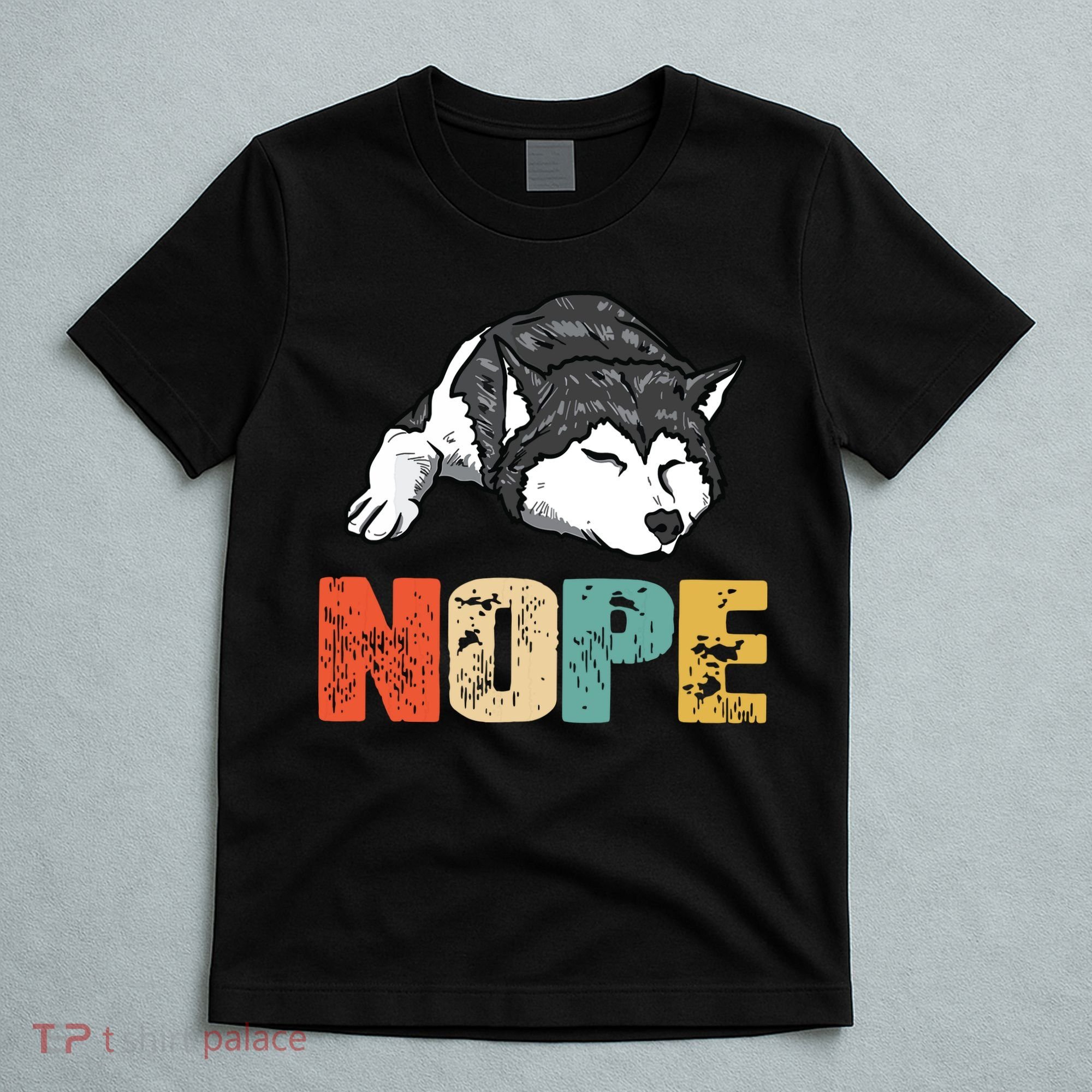 Vintage Nope Funny Siberian Husky Dog Lover T-Shirt