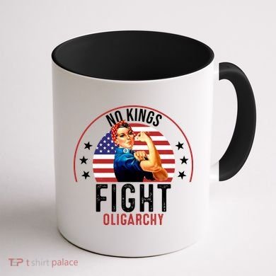 Vintage No Kings Fight Oligarchy Coffee Mug back