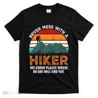 Vintage Never Mess With A Hiker Hiking Funny Hikers T-Shirt thumb 0