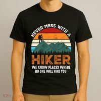 Vintage Never Mess With A Hiker Hiking Funny Hikers T-Shirt thumb 3