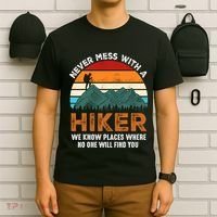 Vintage Never Mess With A Hiker Hiking Funny Hikers T-Shirt thumb 6