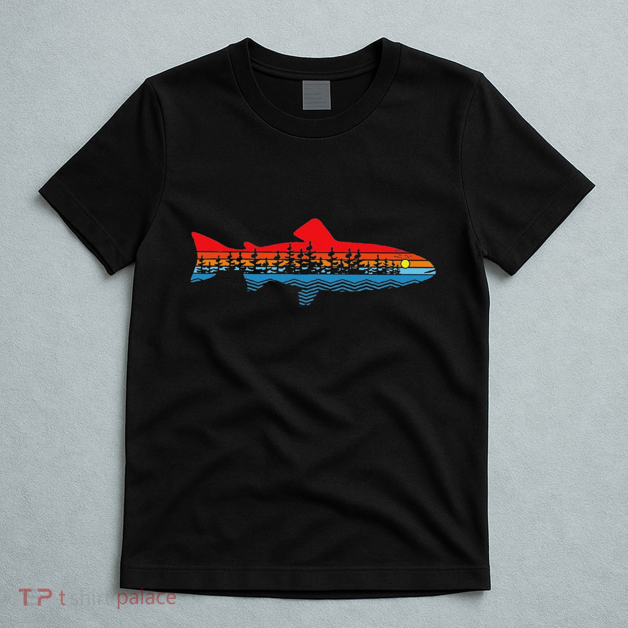 Vintage Nature Outdoor Fishing Fisher Trout Fish T-Shirt