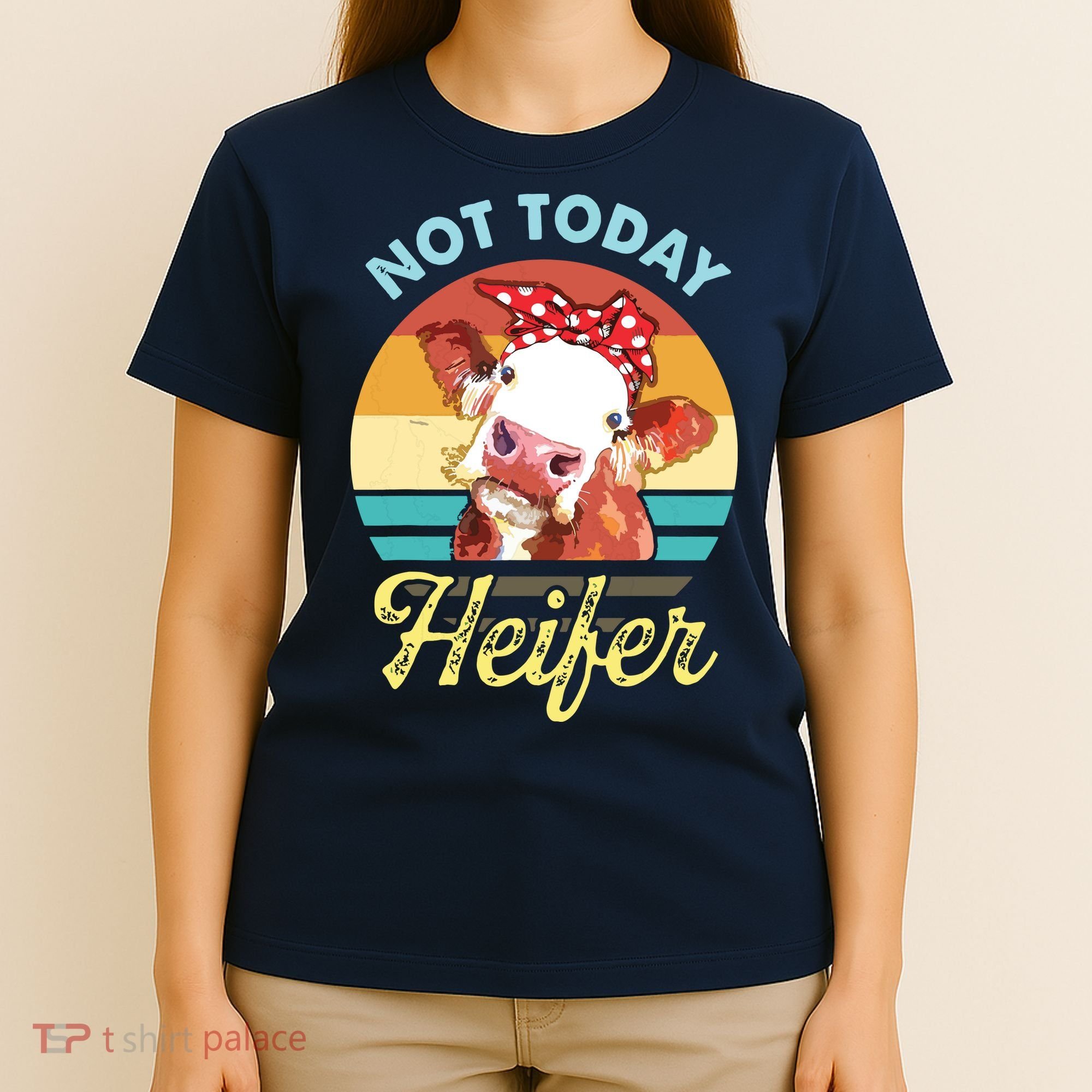 Vintage Not Today Heifer Cute Cow Gift For Women Men Farmer T-Shirt