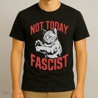 Vintage Not Today Fascist Funny Cat Meme  T-Shirt thumb 3