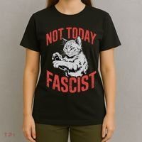 Vintage Not Today Fascist Funny Cat Meme  T-Shirt thumb 4