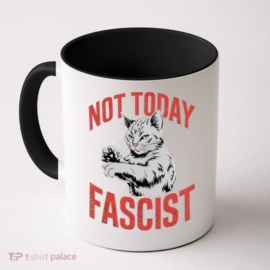 Vintage Not Today Fascist Funny Cat Meme  Coffee Mug