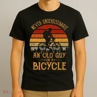 Vintage Never Underestimate An Old Guy On A Bicycle Cycling T-Shirt thumb 3