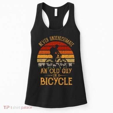 Vintage Never Underestimate An Old Guy On A Bicycle Cycling Women's Tank Top