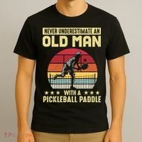 Vintage Never Underestimate An Old Man Pickleball Paddle T-Shirt thumb 3
