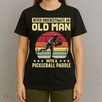 Vintage Never Underestimate An Old Man Pickleball Paddle T-Shirt thumb 4