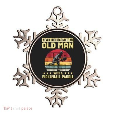 Vintage Never Underestimate An Old Man Pickleball Paddle Ornament