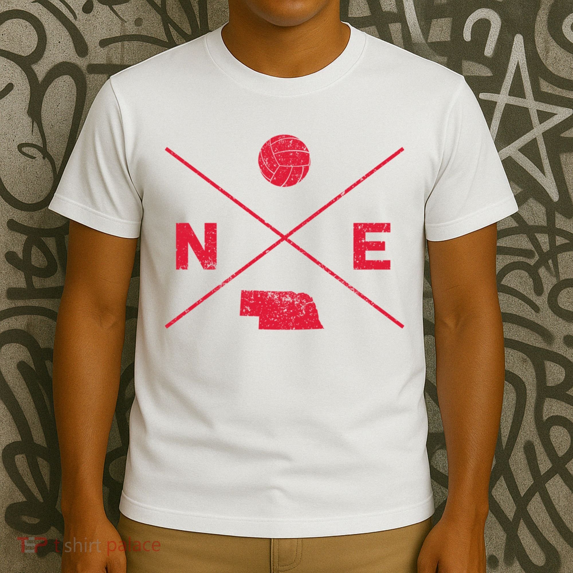 Vintage Nebraska Volleyball Player Coach Distressed T-Shirt