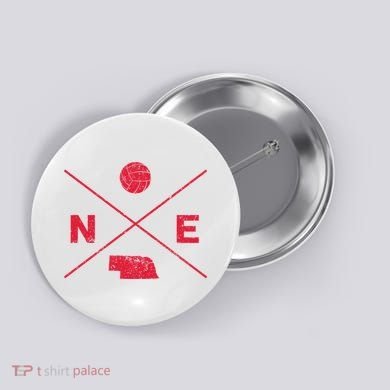 Vintage Nebraska Volleyball Player Coach Distressed Button