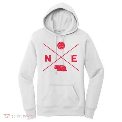 Vintage Nebraska Volleyball Player Coach Distressed Women's Hoodie