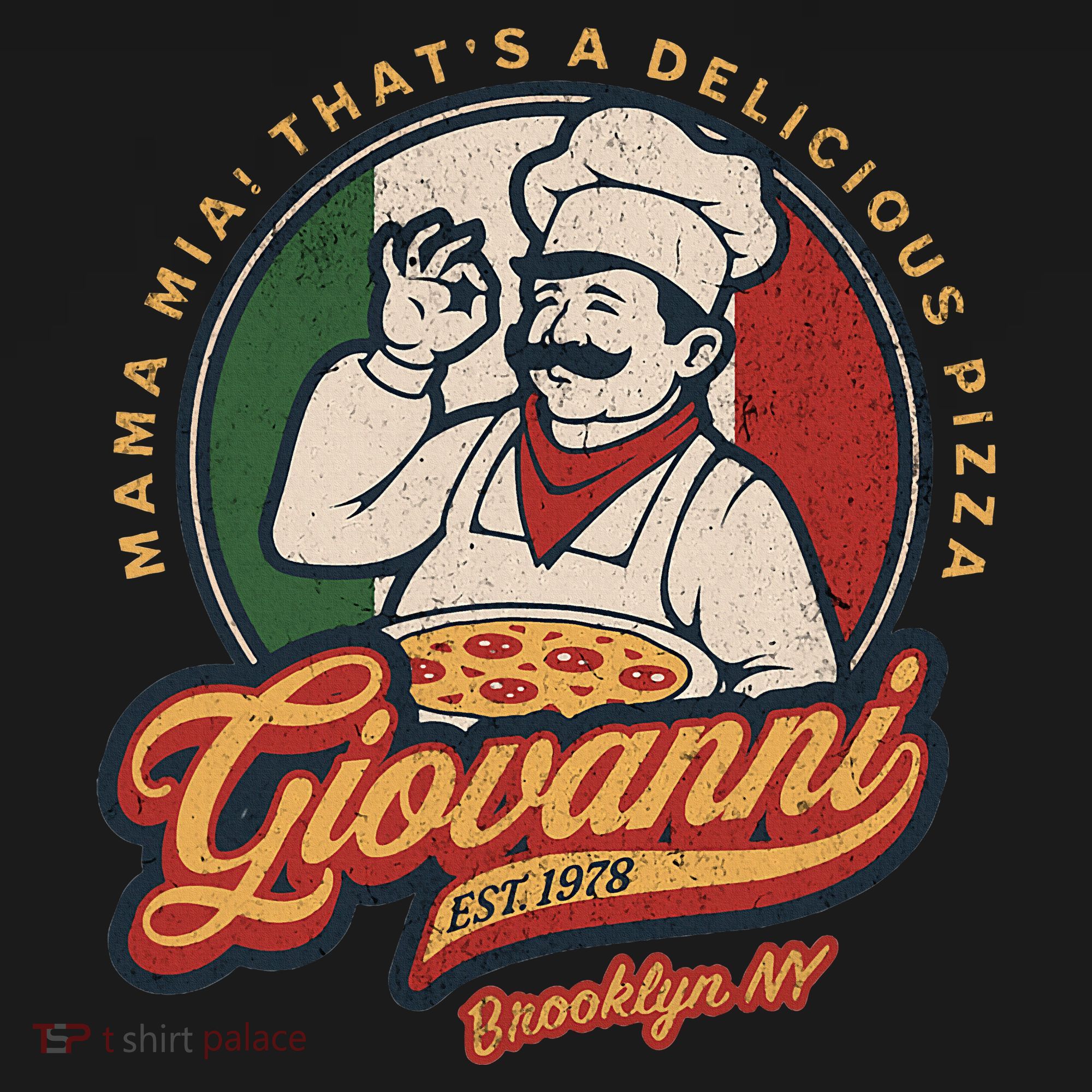 Vintage New York Pizza Retro 70s Giovanni Brooklyn Ny T-Shirt