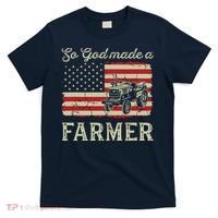 Vintage Old American Flag Patriotic So God Made A Farmer T-Shirt thumb 0