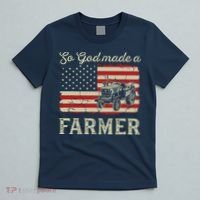 Vintage Old American Flag Patriotic So God Made A Farmer T-Shirt thumb 5