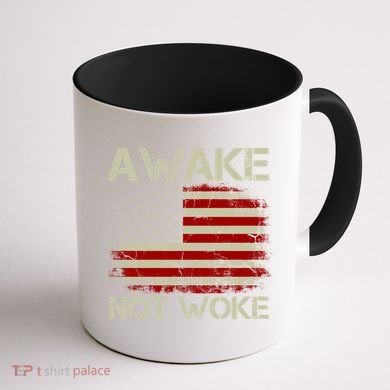 Vintage Old American Flag Awake Not Woke Coffee Mug back