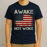 Vintage Old American Flag Awake Not Woke T-Shirt thumb 3