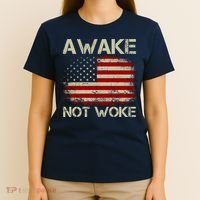 Vintage Old American Flag Awake Not Woke T-Shirt thumb 4