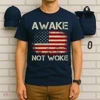 Vintage Old American Flag Awake Not Woke T-Shirt thumb 6