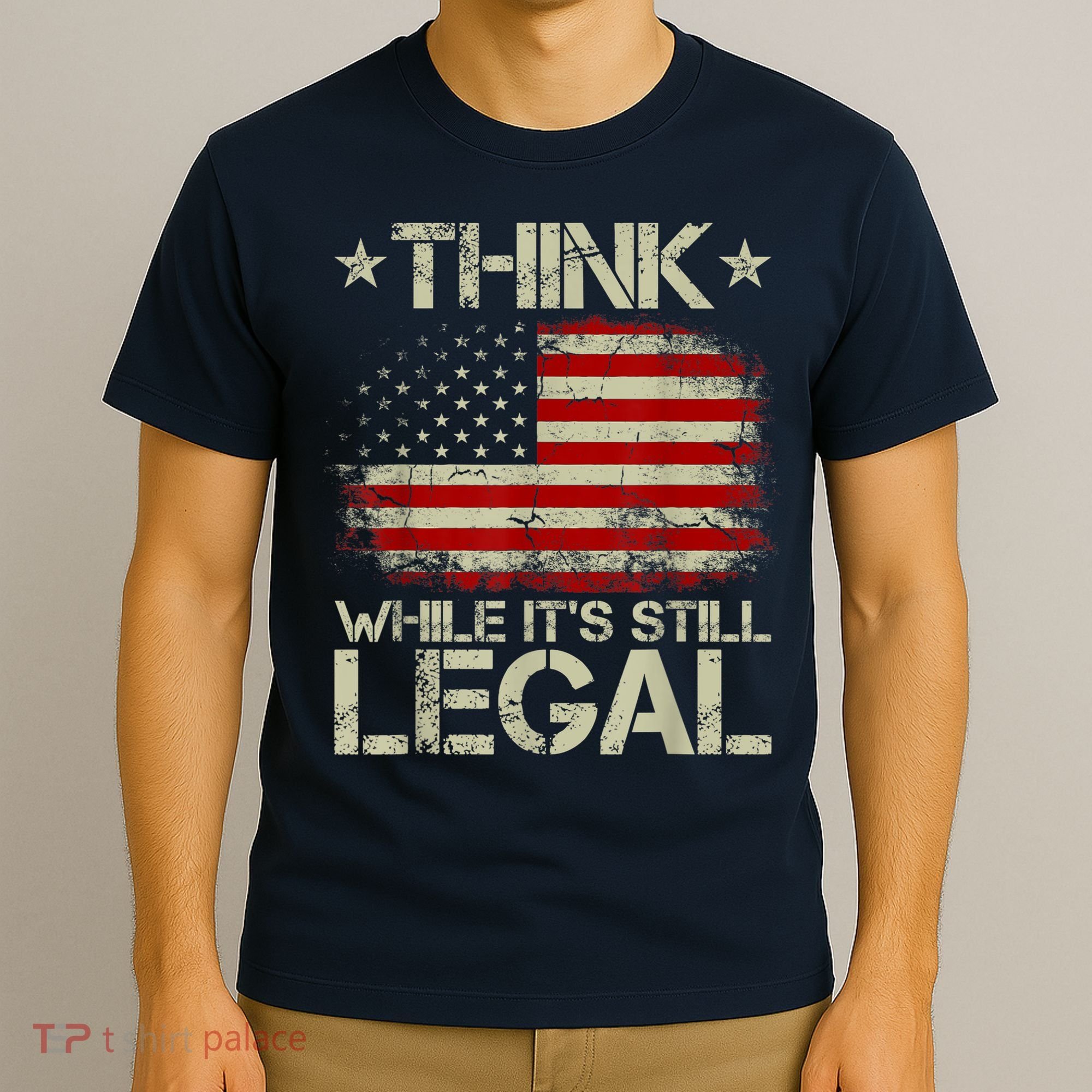 Vintage Old American Flag Think While It's Still Legal T-Shirt