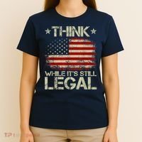 Vintage Old American Flag Think While It's Still Legal T-Shirt thumb 4