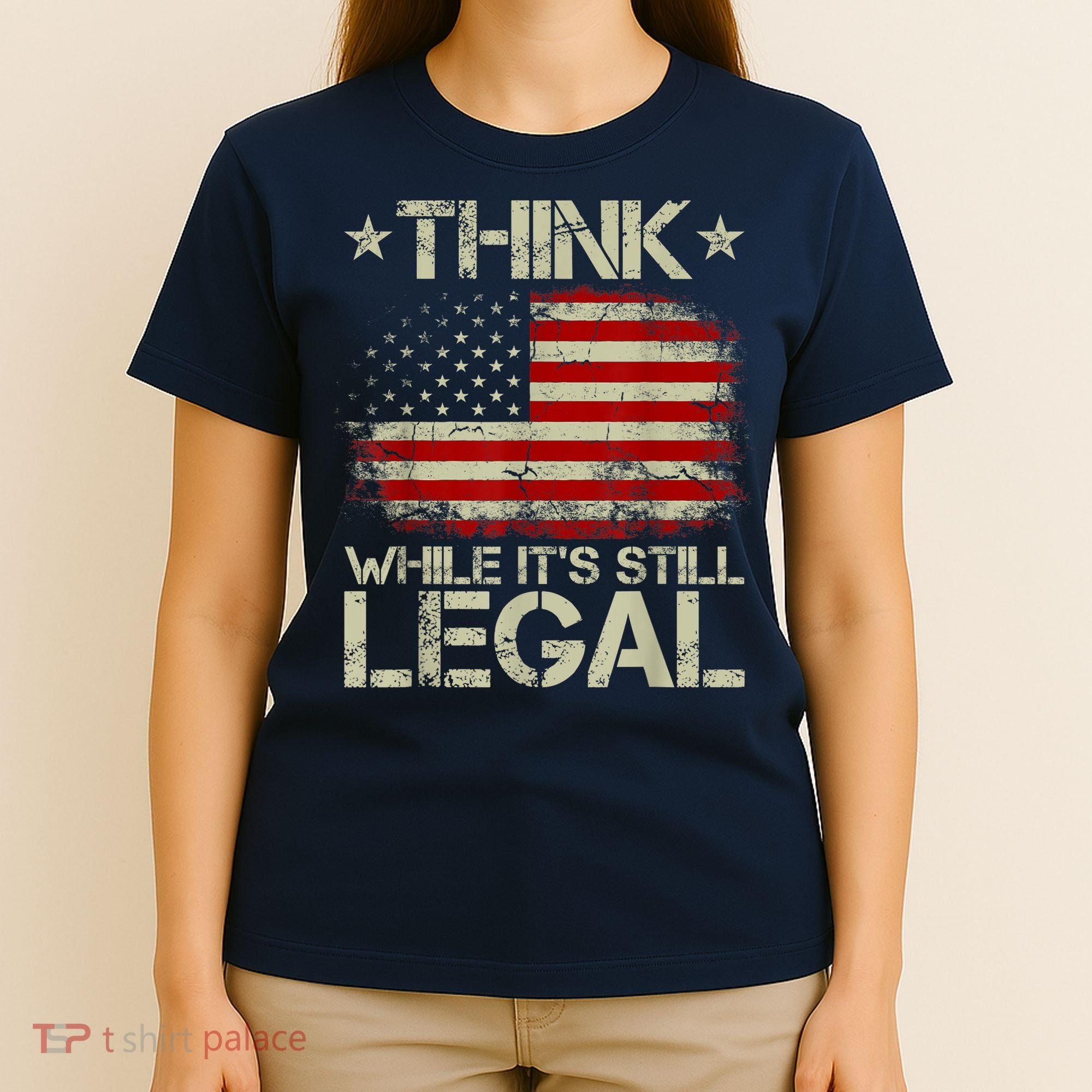 Vintage Old American Flag Think While It's Still Legal T-Shirt