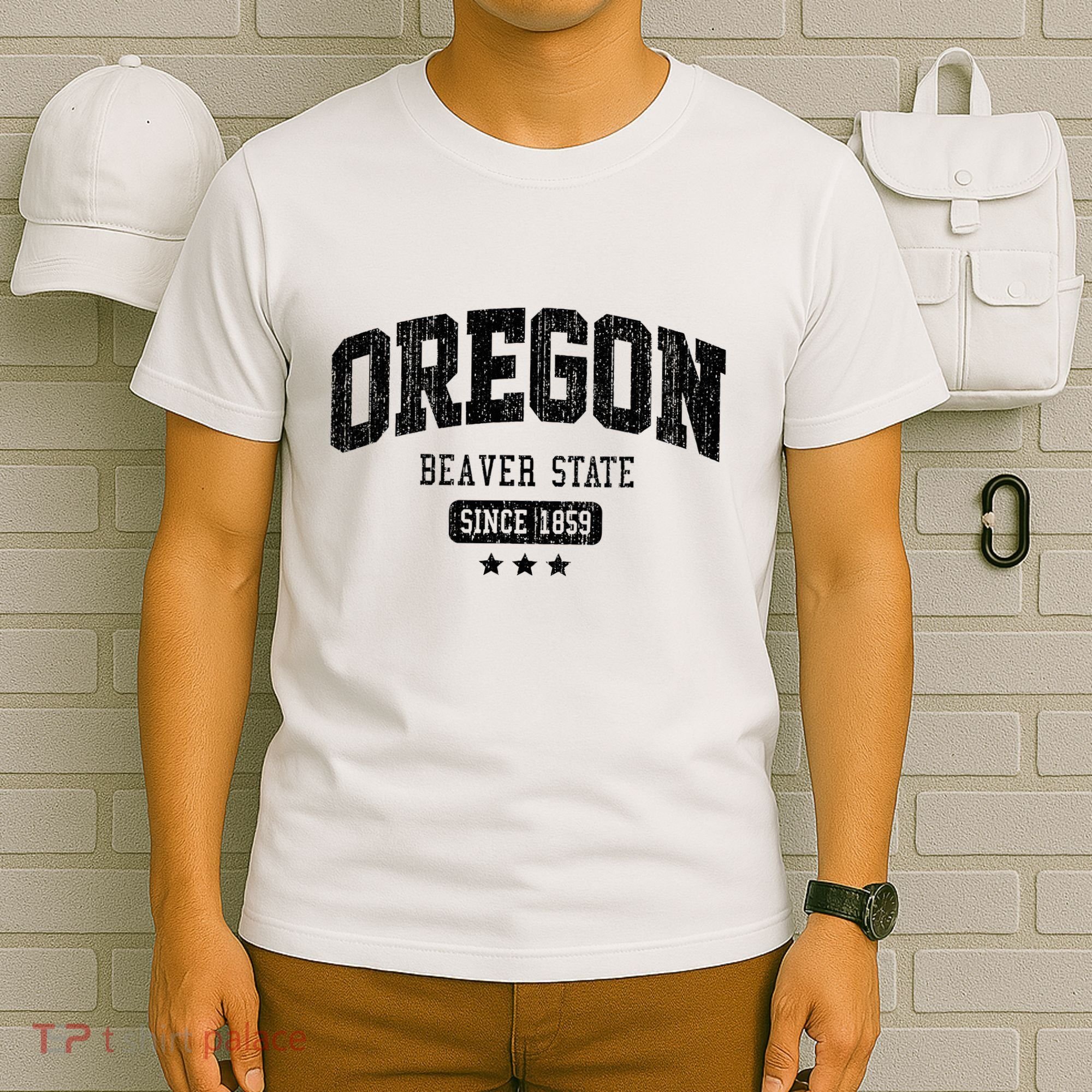 Vintage Oregon Beaver State Athletic Black Rough T-Shirt