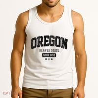 Vintage Oregon Beaver State Athletic Black Rough Tank Top thumb 3