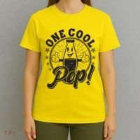 Vintage One Cool Pop Dad Grandpa Retro Cartoon Soda Pop T-Shirt thumb 4