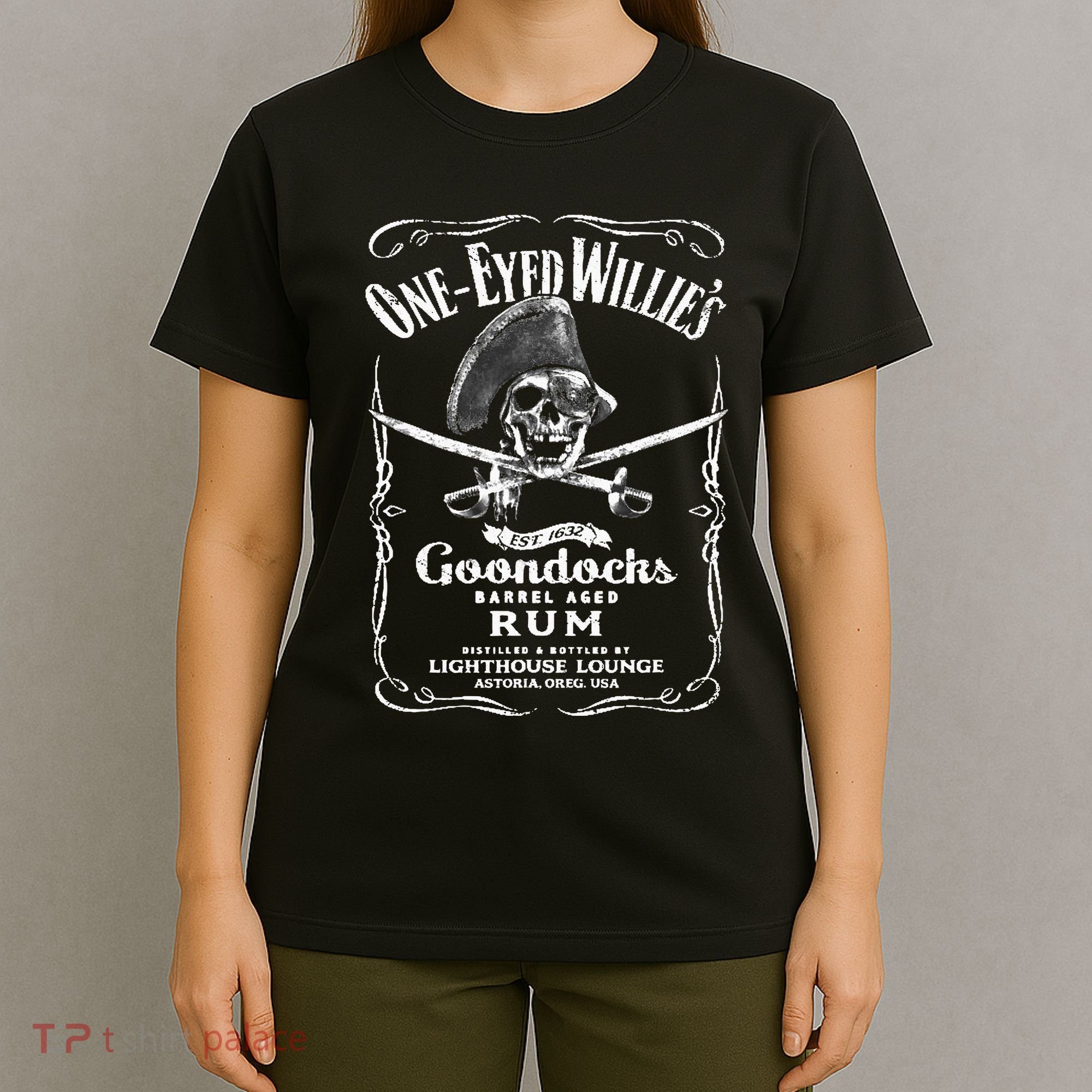 Vintage One Eyed WillyS Pirate Rum With Back Print T-Shirt