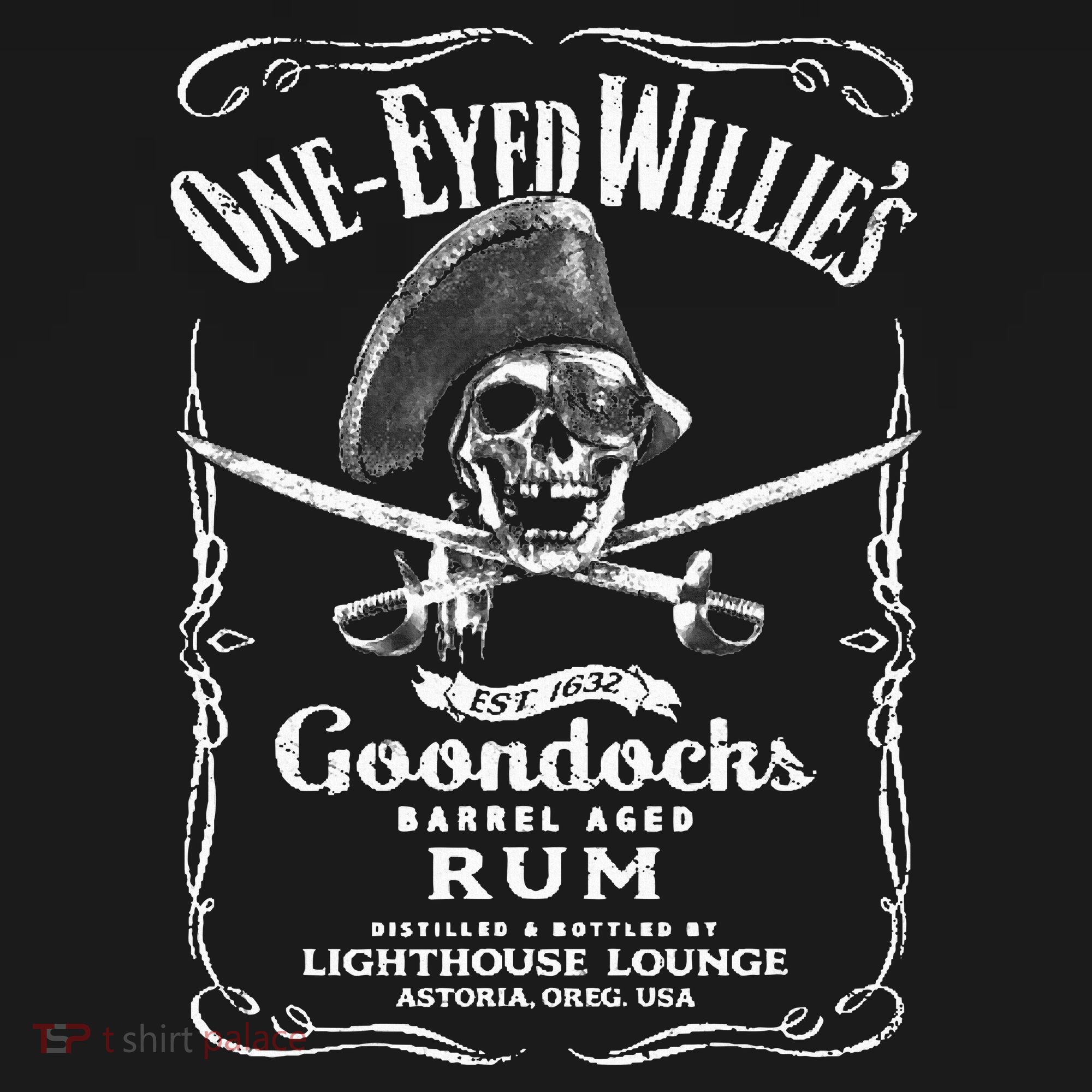 Vintage One Eyed WillyS Pirate Rum With Back Print T-Shirt