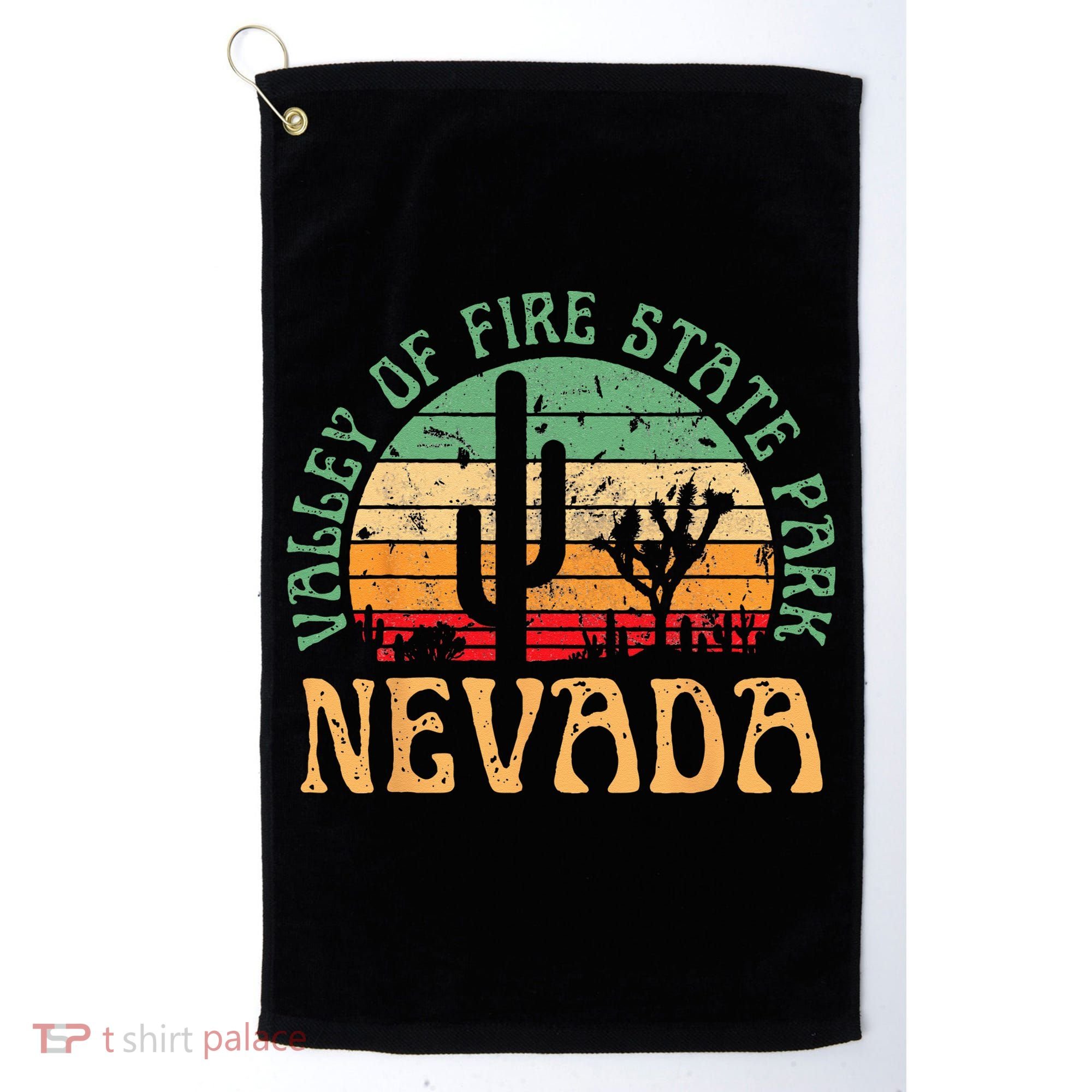 Valley Of Fire State Park Nevada Desert Hiking Retro Sunset Golf Towel