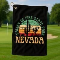 Valley Of Fire State Park Nevada Desert Hiking Retro Sunset Golf Towel thumb 1