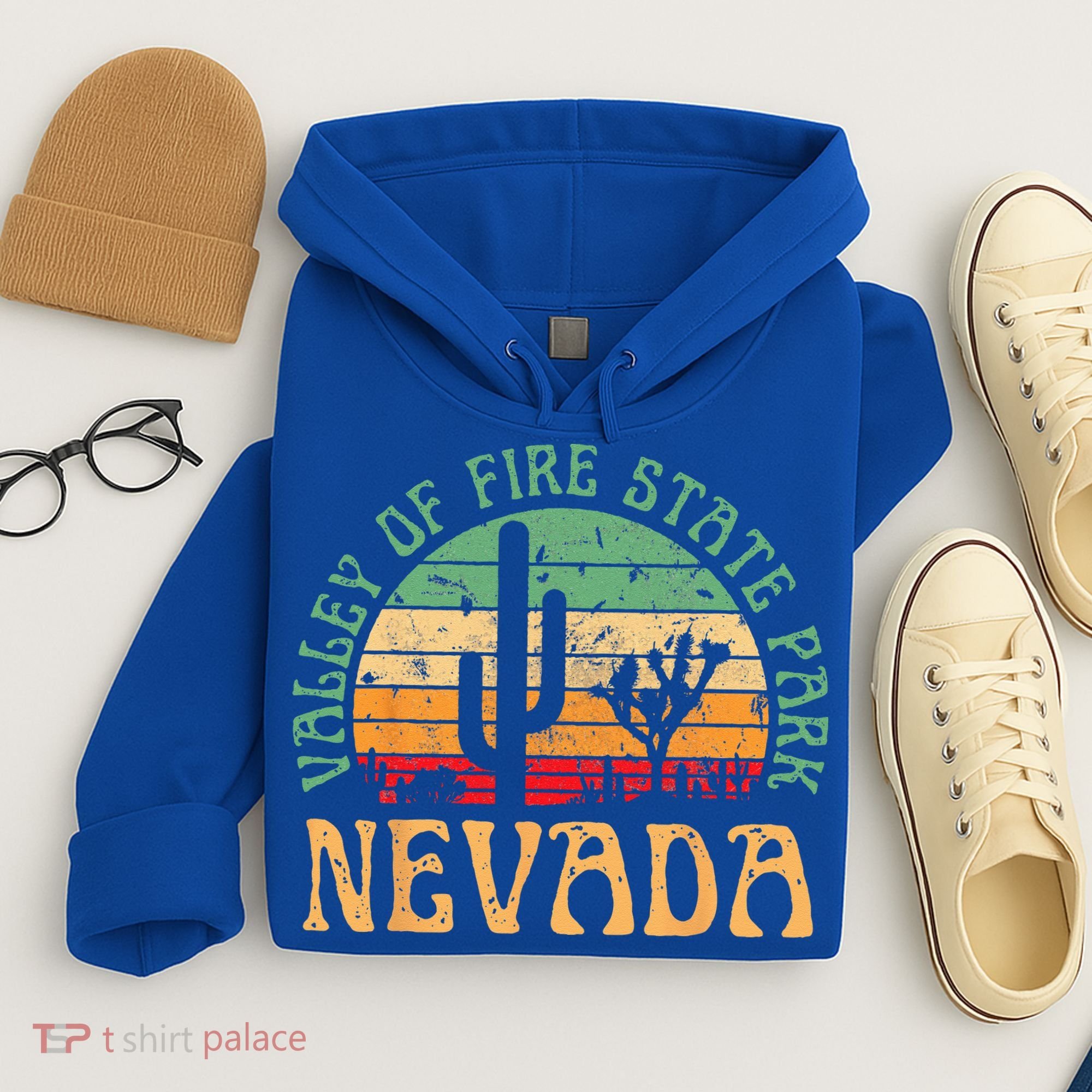 Valley Of Fire State Park Nevada Desert Hiking Retro Sunset Hoodie