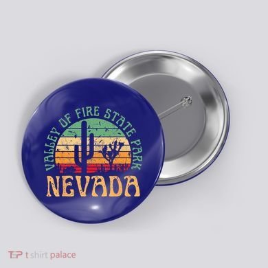 Valley Of Fire State Park Nevada Desert Hiking Retro Sunset Button