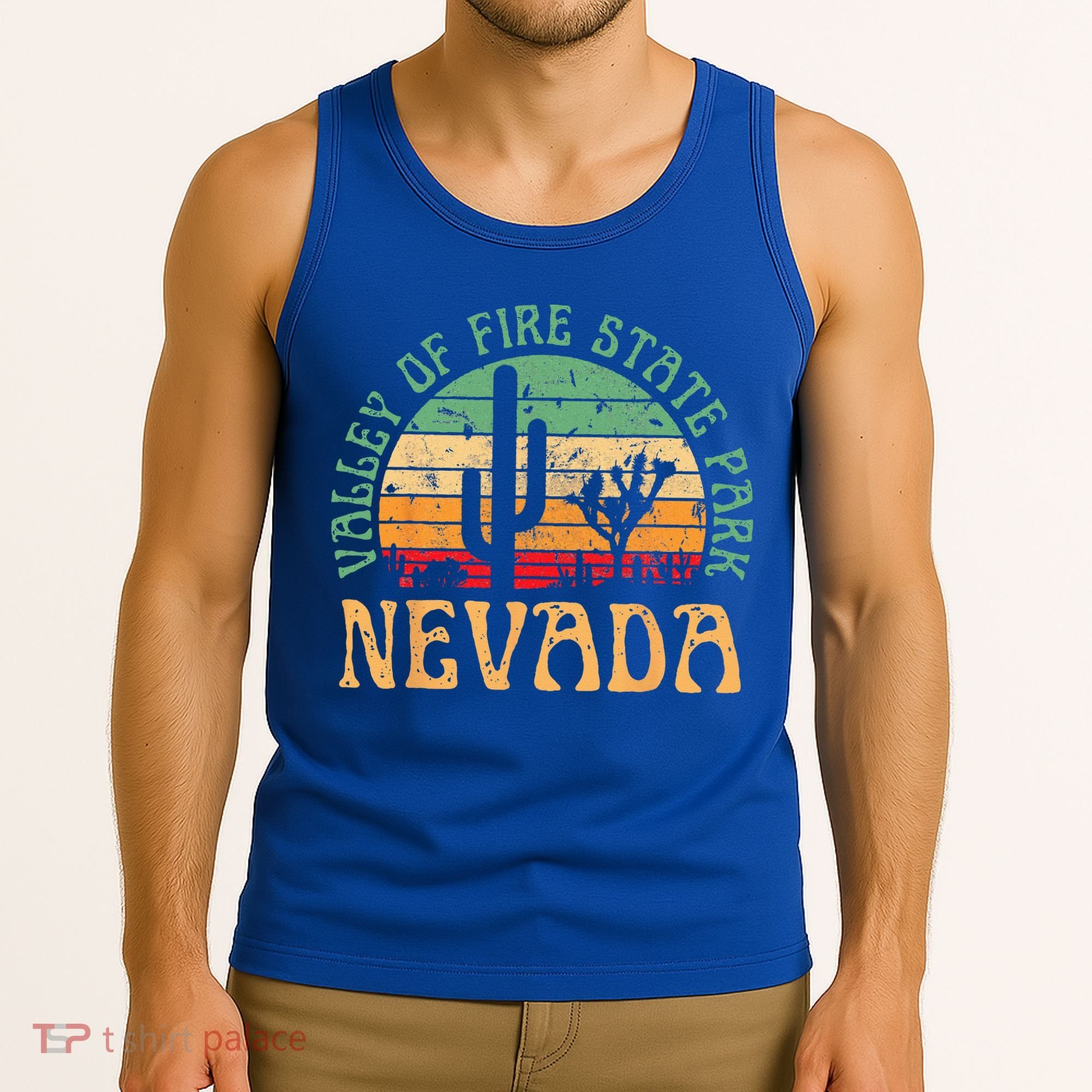 Valley Of Fire State Park Nevada Desert Hiking Retro Sunset Tank Top