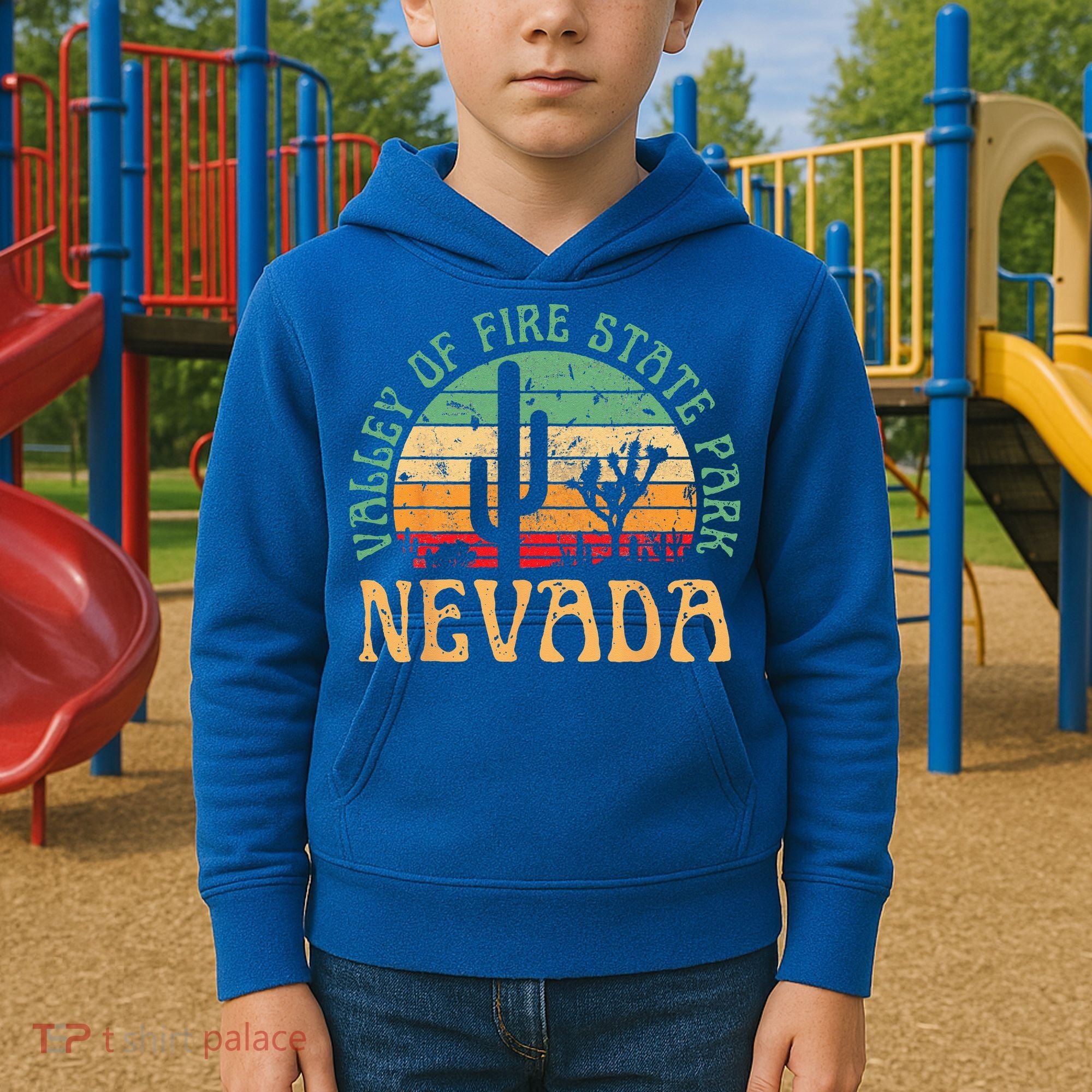 Valley Of Fire State Park Nevada Desert Hiking Retro Sunset Kids Hoodie