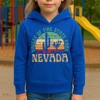 Valley Of Fire State Park Nevada Desert Hiking Retro Sunset Kids Hoodie thumb 3