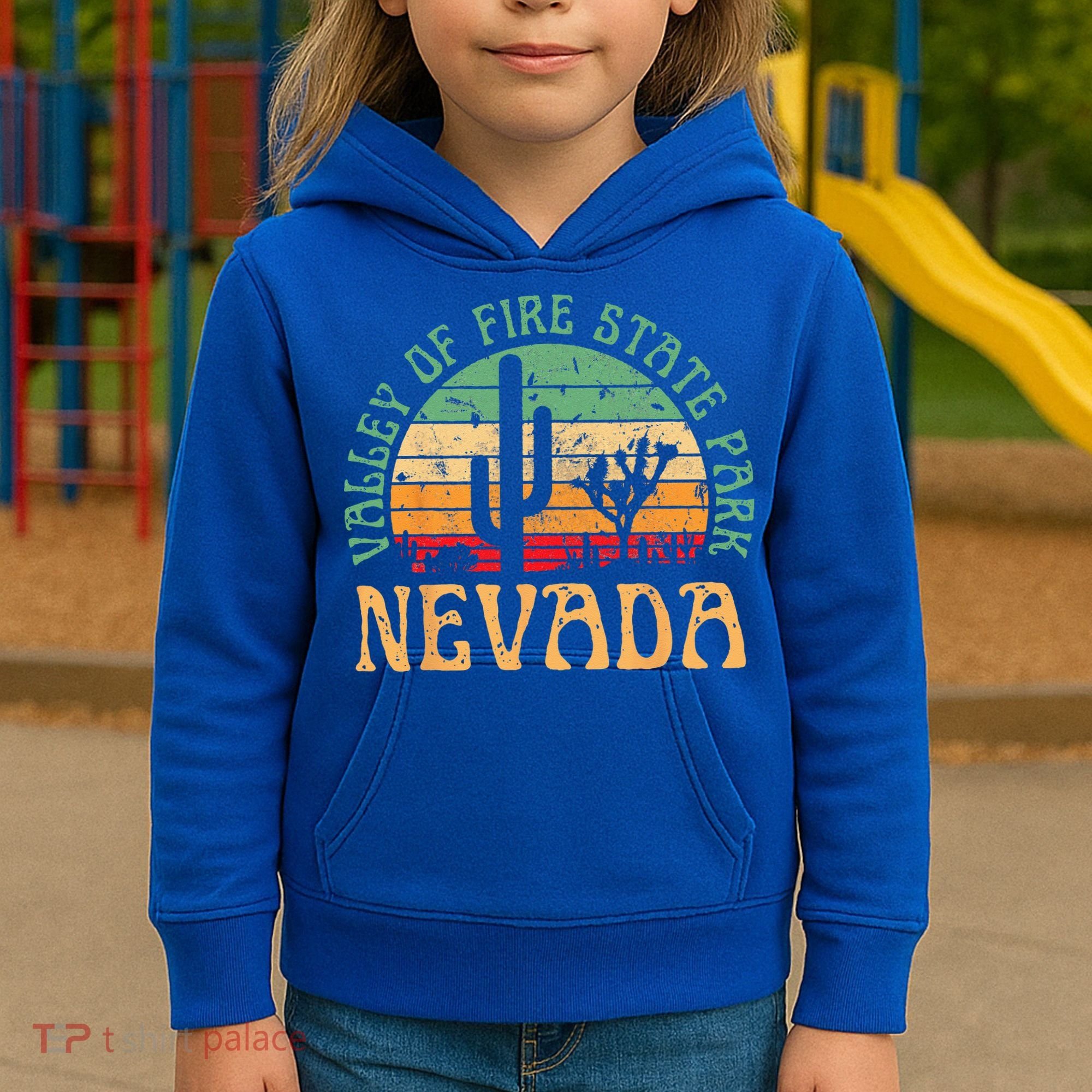 Valley Of Fire State Park Nevada Desert Hiking Retro Sunset Kids Hoodie