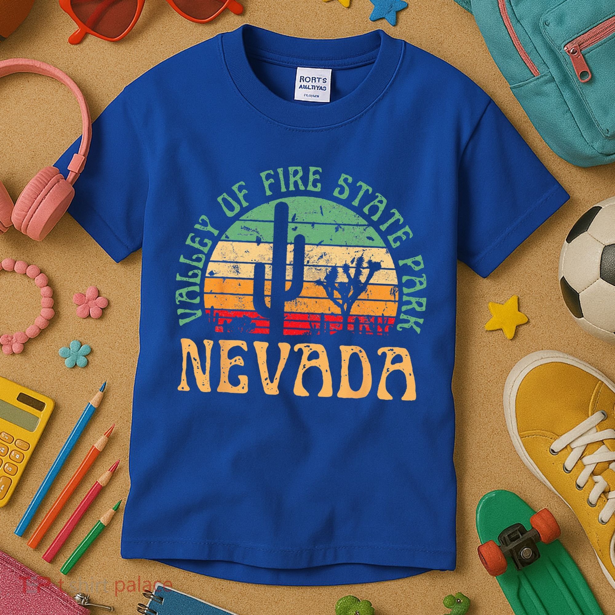 Valley Of Fire State Park Nevada Desert Hiking Retro Sunset Kids T-Shirt