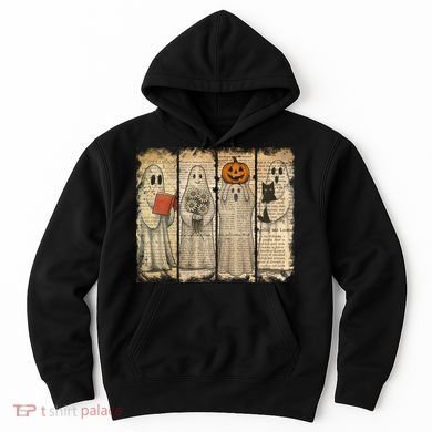 Vintage Oldpaper Ghost Halloween Hoodie