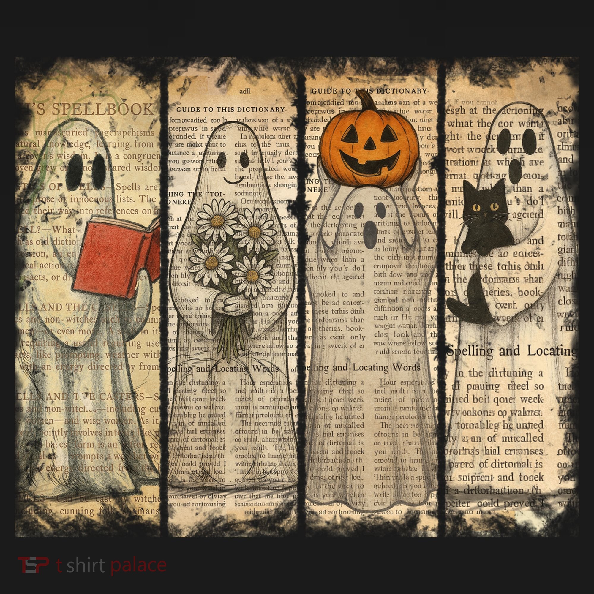 Vintage Oldpaper Ghost Halloween Button