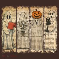 Vintage Oldpaper Ghost Halloween T-Shirt thumb 7